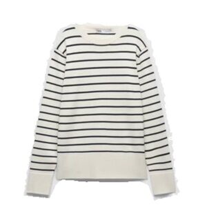 Zara Striped Cream and Black Sweater